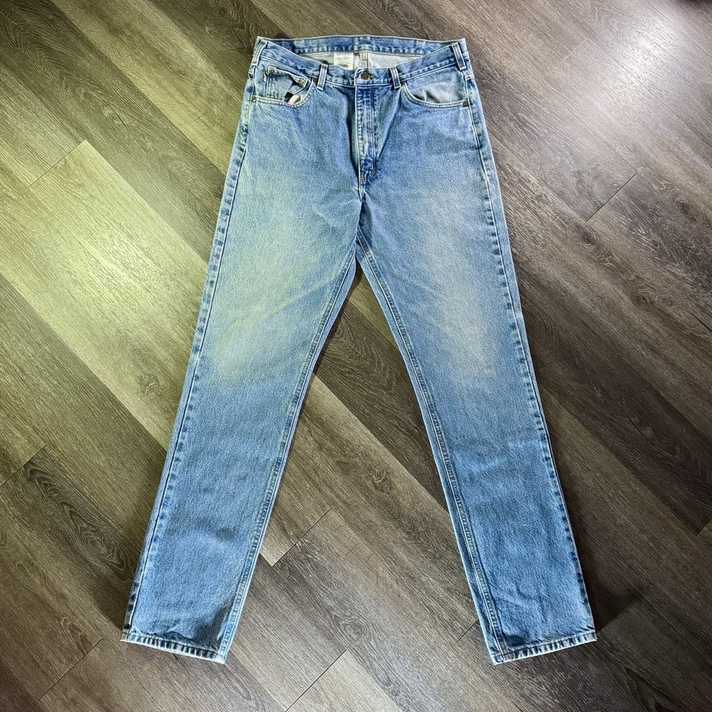Vintage 1990s Carhartt Straight Leg Light‎ Wash Baggy Denim Jeans Workwear 36x36